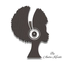 Afro Woman Embroidery Design with Headphones