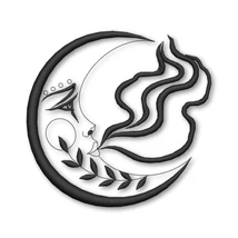 Crescent Moon Face and Starry Night