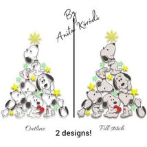 Snoopy Christmas tree fill and outline design