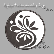 Yin Yang tree applique machine embroidery design