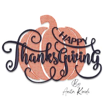 Happy Thanksgiving pumpkin machine embroidery design
