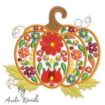 Floral pumpkin embroidery design