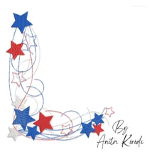 Patriotic corner embroidery design with red white and blue stars
