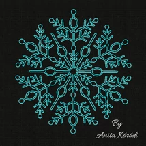 Intricate snowflake outline embroidery design with detailed winter pattern stitched in a single color