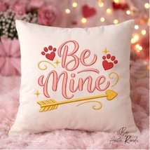 be mine valentine embroidery design with paw heart and arrow