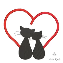 Cat love embroidery
