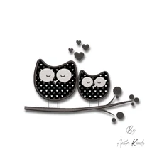 Owls Valentine's day embroiery