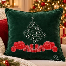 Christmas tree machine embroidery design with red wrapped gifts