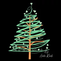Modern heart Christmas tree machine embroidery design
