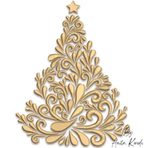 Ornamental Christmas tree machine embroidery design