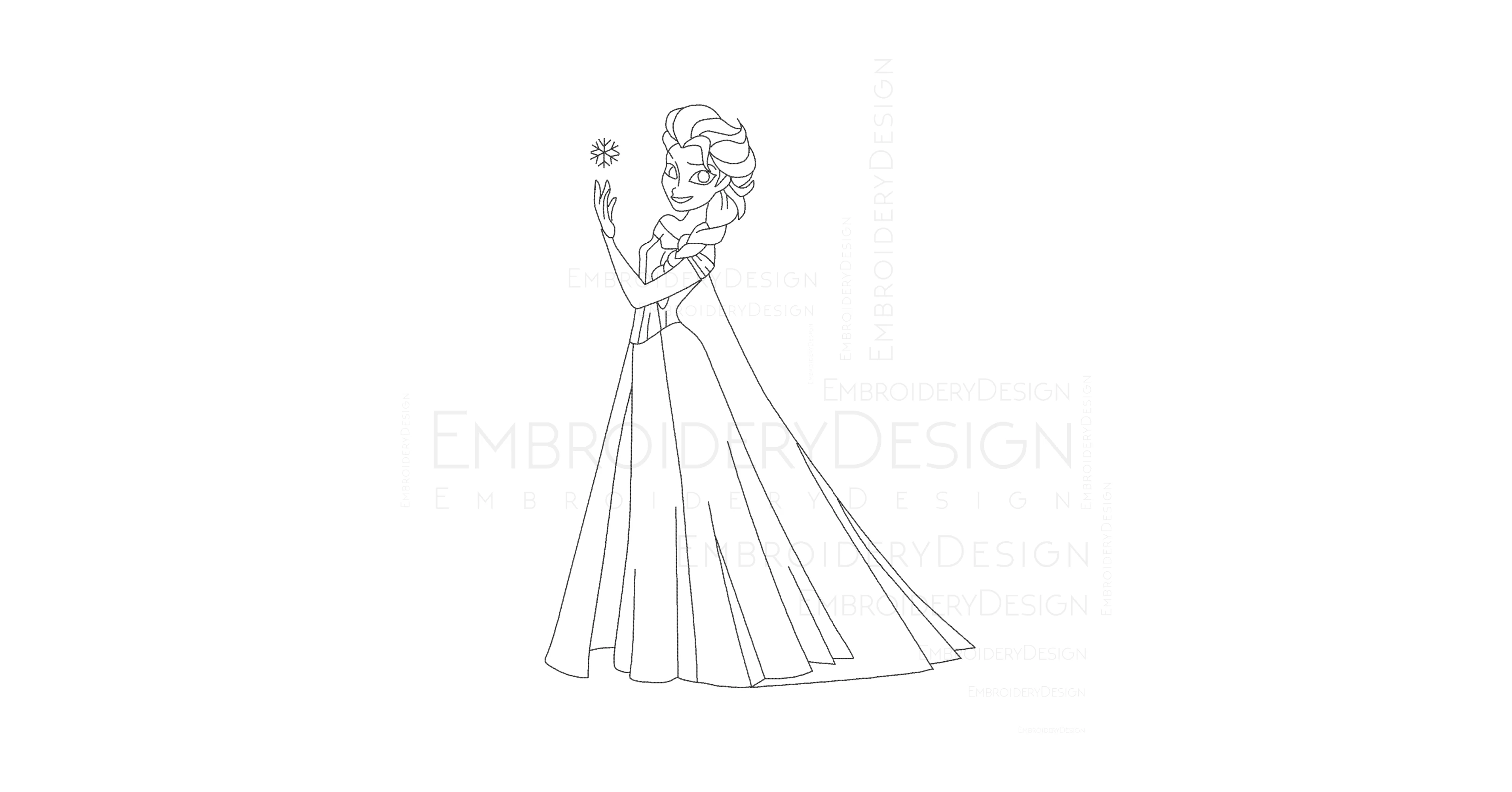 Elsa Frozen Line Embroidery Design