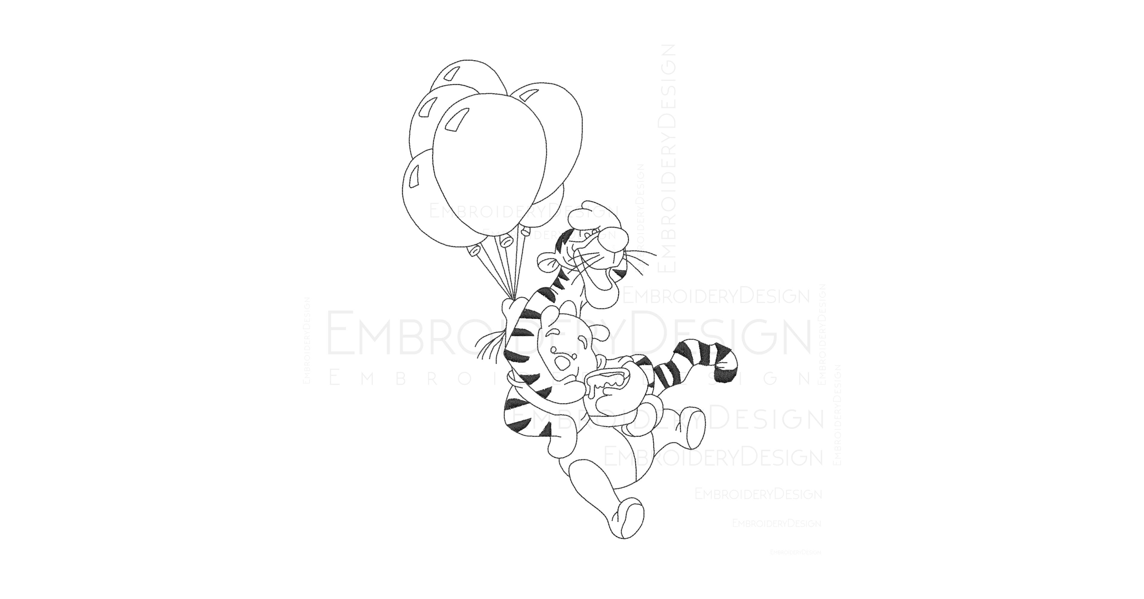 Winnie the Pooh Tigger Balloons Line - Anita Kóródi - SvgEmbroideryDesign